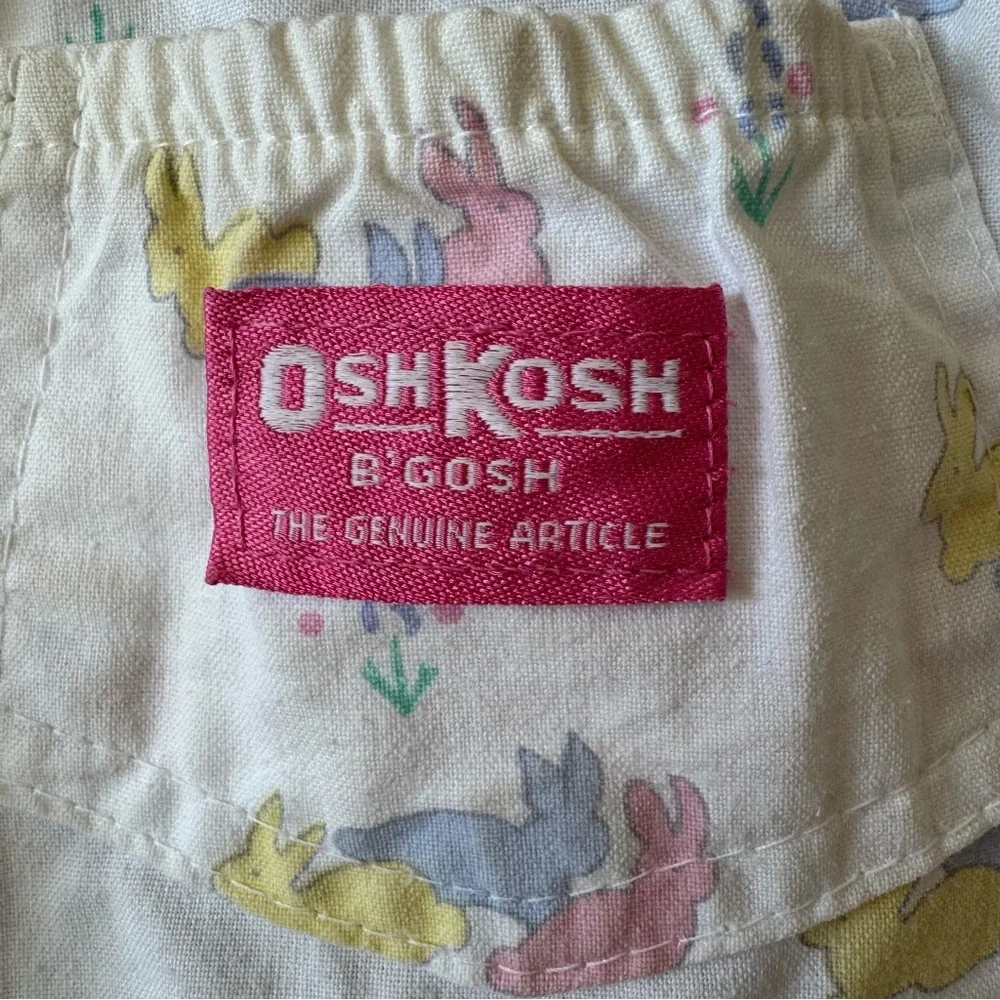 Vintage Osh‎ Kosh B’Gosh Baby Bunny Rabbit Print Short Overalls 12 months